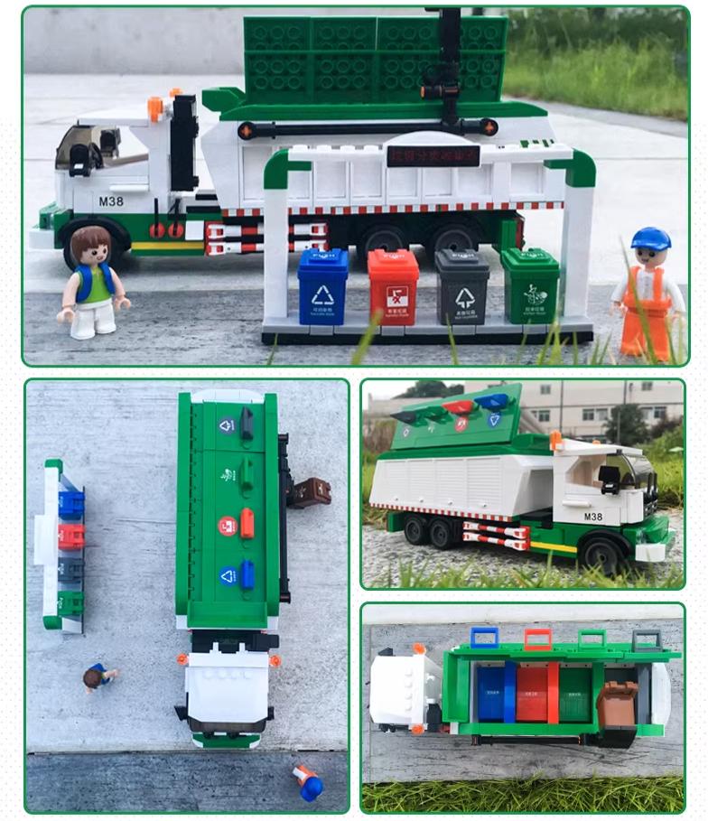 432PCS City Garbage Classification Truck Engineering Vehicle Collector Car Brinquedos Building Blocks Toys NO BOX
