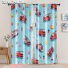 2pcs   Spring Summer Curtains Firetrucks Emergency Service Thematic Sheer Curtains Versatile Polyester Outdoor Decorations Ldeal
