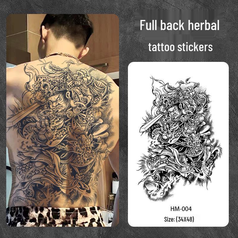 Wasserdichter semi-permanenter Vollrücken-Kräuter-Tattoo-Aufkleber - Langlebiges, realistisches Design für Männer und Frauen
