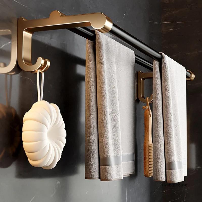 Gold Bathroom Shelf Hook Toilet Paper Holder Toilet Brush Towel Holder Space Aluminum Bathroom Hardware Set Bathroom Accessories