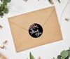 Darling Souvenir Round Blossom Thank You Black Stickers 1.6 inches Envelope Seals-45