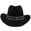 Exported To Europe, America, Bent Along the Western Cowboy Hat, Men's and Women's Polyester Imitation Felt Jazz Hat, Ethnic Style Webbing Hat