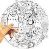 50 Cartoon Black and White Vertical Thumb Animal Doodle Sticker Decorative Guitar Notebook Suitcase DIY Waterproof