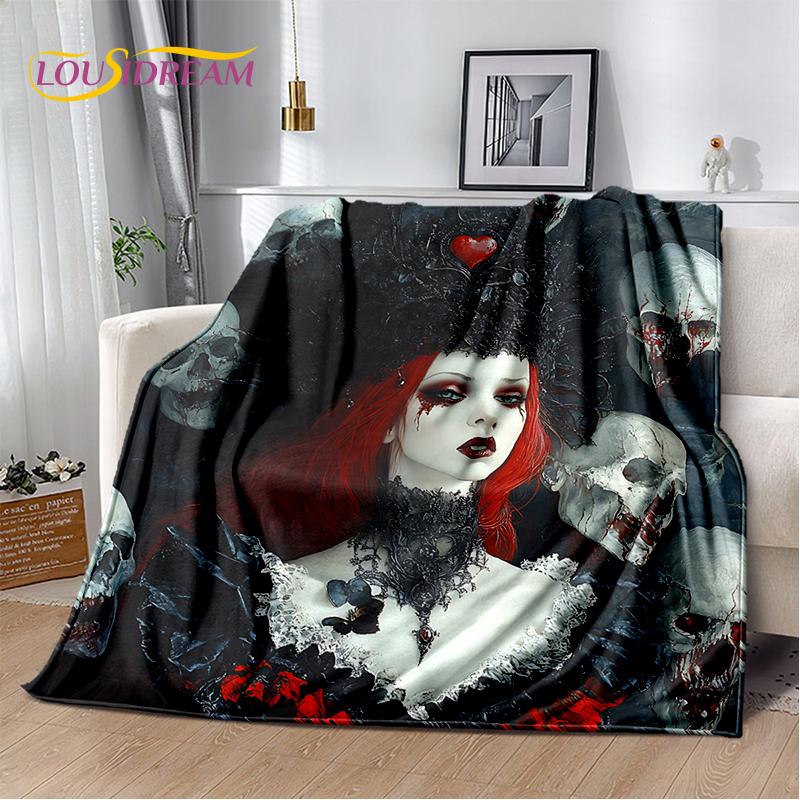 2025 New Gothic Horror Character Skull Ghost Soft Blanket,Soft Throw Blanket for Home Bedroom Bed Sofa Picnic Travel Child Gift