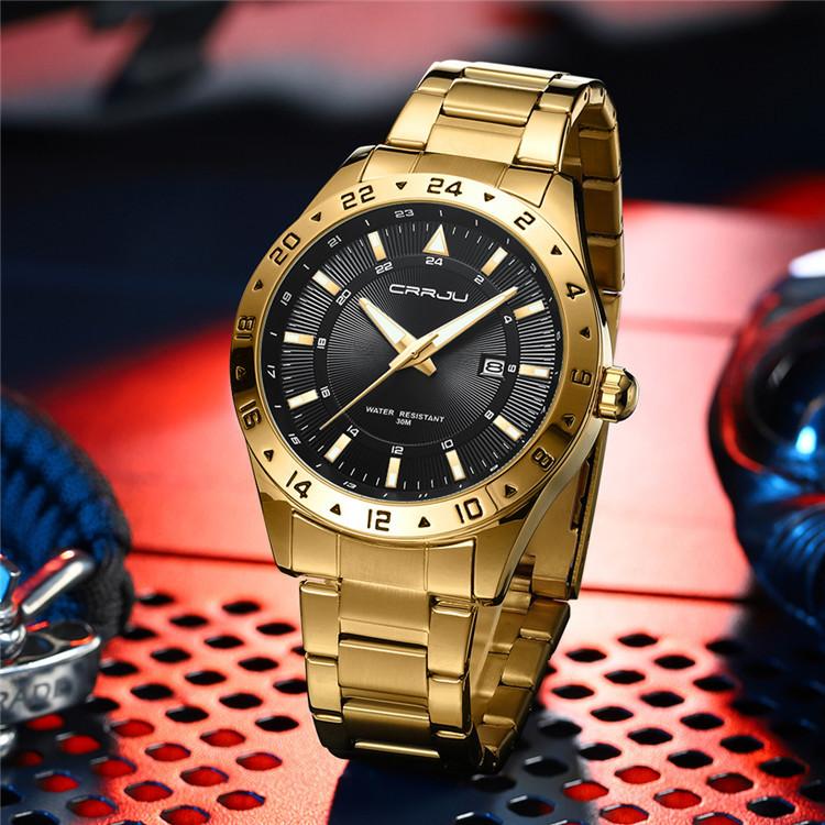 CRRJU New Watch 5007 Men's Watch Stainless Steel Strap Simple Business Watch