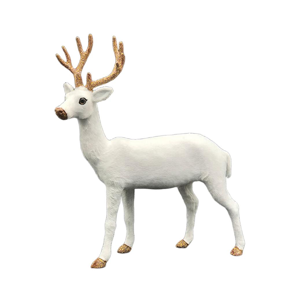 Realistic Reindeer Figures Christmas Decorations Plush Deer Model Collectible Table Desk Ornaments Home Decors Gift