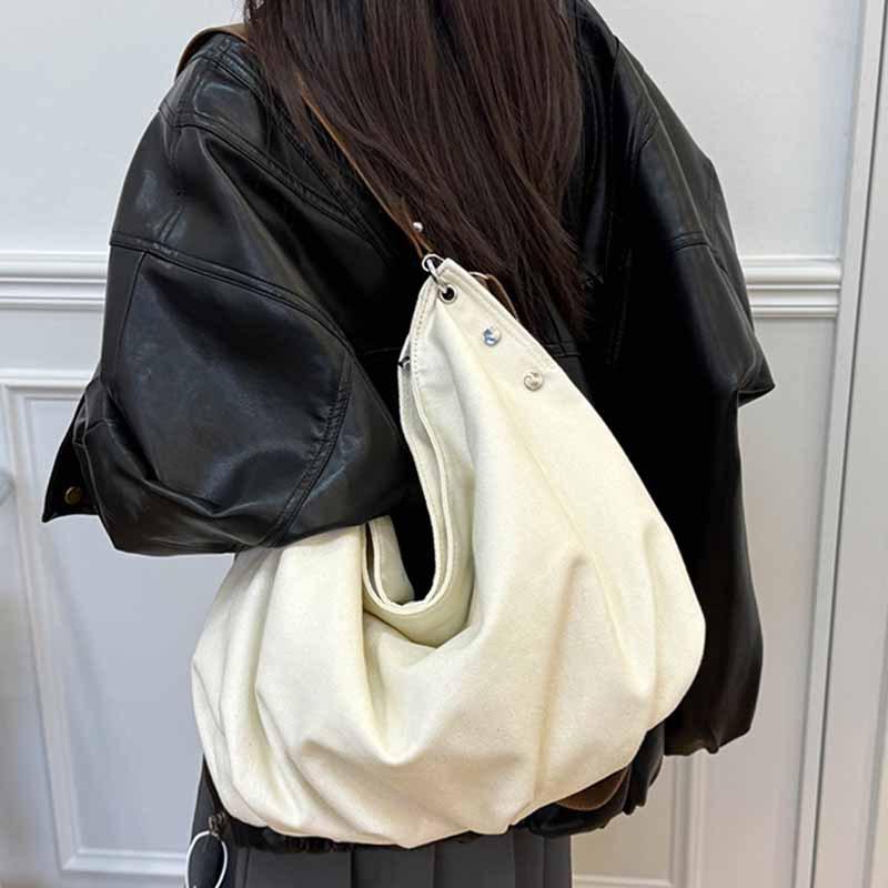Korean Lazy Wind Large Capacity Canvas Tote Bag 2025 New Student Class Bag Commuter Shoulder Crossbody Bag