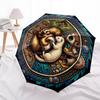Ferret Harmony Mandala Pattern Umbrella, Portable and Foldable Design, 8 Ribs, a Casual Accessory for Halloween, Christmas, and Birthday Gifts.