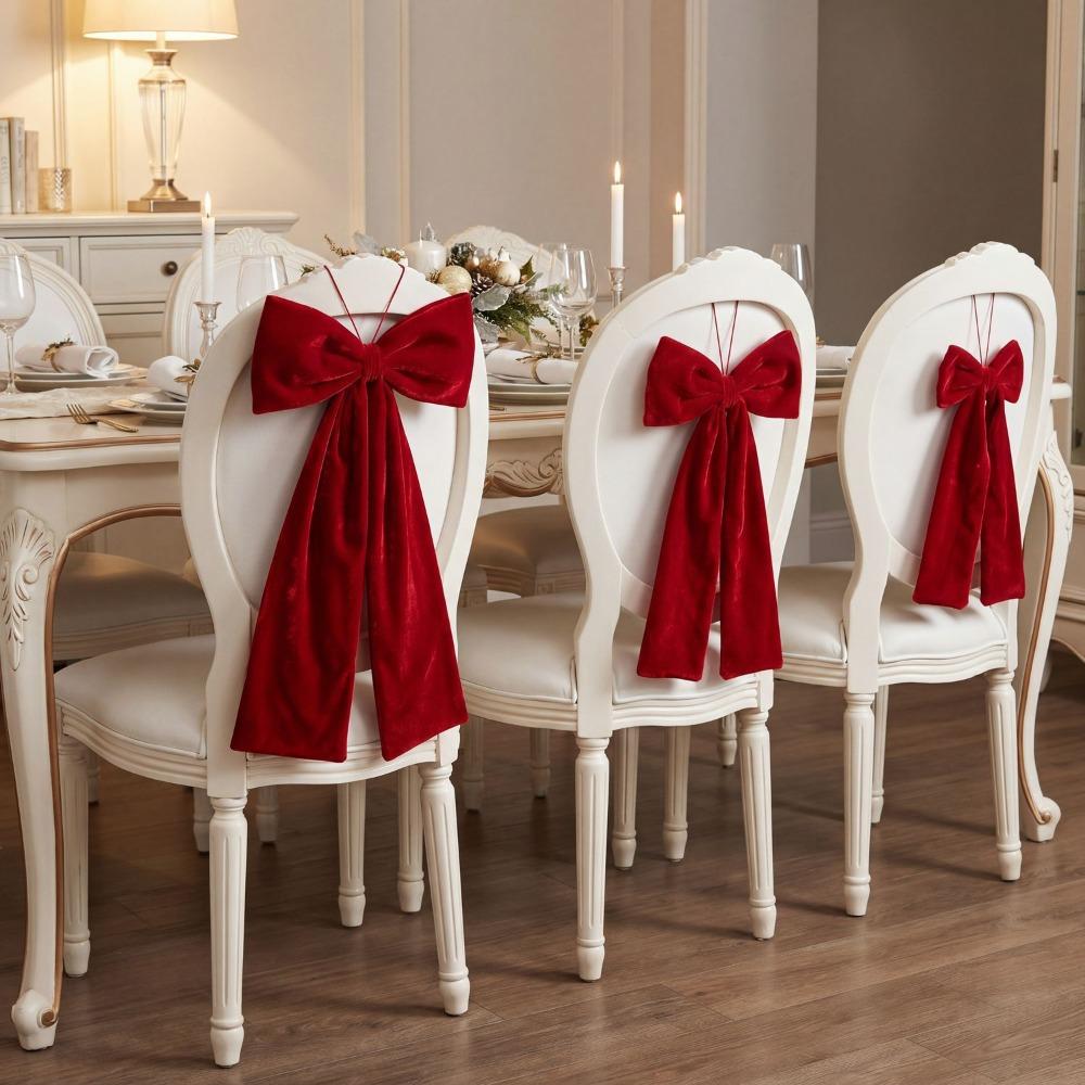 Vintage Red Velvet Christmas Bow Drapey Xmas Flannelette Bow Christmas Tree Bowknot Wedding