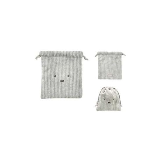 

Miffy Drawstring Face Corduroy Series Bag, Gray, серый
