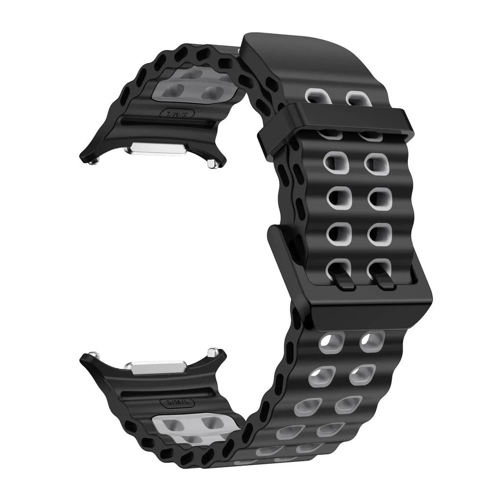NEUES Marine-Silikonarmband für Samsung Galaxy Watch 7 Ultra 47mm Armband Sport Zweifarbiges Uhrenarmband