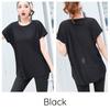 VEROMAN Yoga Long Short Loose Women's Top, Body-Contouring T-Shirt, Length, Sleeve, Fit, ppi-ssd038 (Black, M)