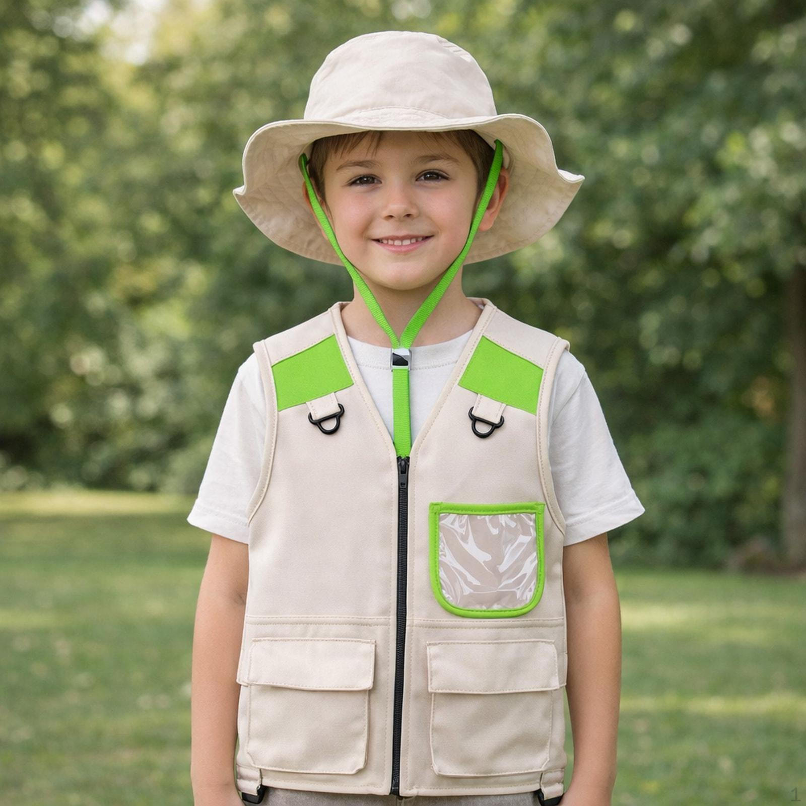 

Vest Hat Cargo Outfit Cosplay Costume Comfortable Polyester Suitable for Stage Parties Photo зелёный