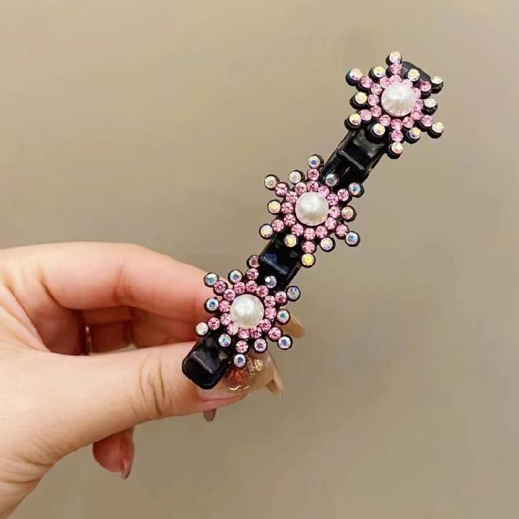 5x Sparkling Crystal Stone Braided Hair Clips Tooth-Shaped Non-Slip Bang Hairpin
