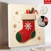 Framed Pearl Bead Art Set with Christmas Stocking Pattern DIY Sparkling Canvas Painting Relaxing Hobby Gift for Meditation Room Decoration