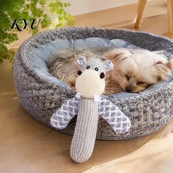 Boredom Buster Toys for Home Squeaky Plush Dog Toy, Cute Animal Shape, Durable Corduroy Crinkle Paper Chew Interactive Pulling Games Pets Pet