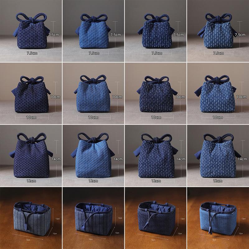 Teetassen-Tasche Tragbare Reise-Teegeschirr-Aufbewahrungstasche Teekannen Vier oder Sechs Tassen Große Stofftasche Outdoor-Organizer Denim-Organizer