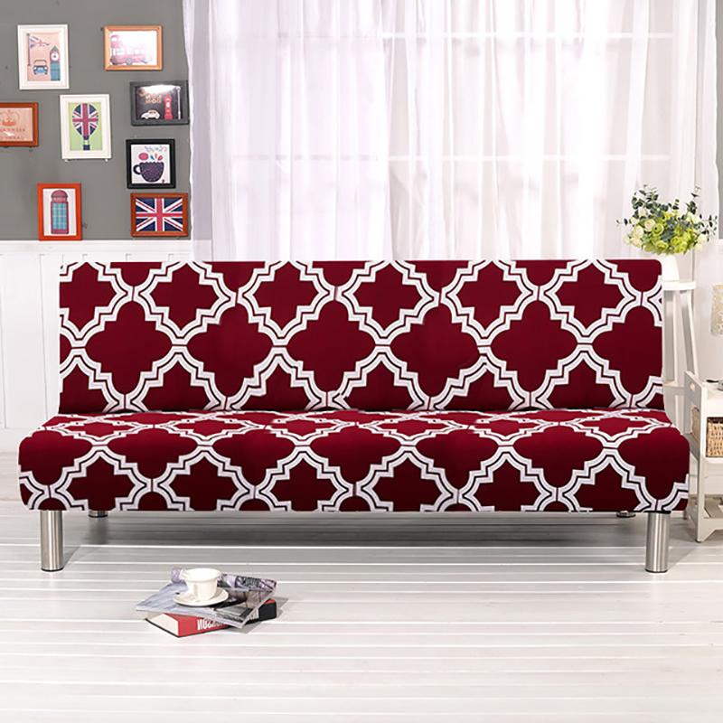 Meijuner Printed Sofa Bed Cover Universal Size Armless Sofa Bed Covers Tight Wrap Slip-resistant Elastic Stretch Slipcovers