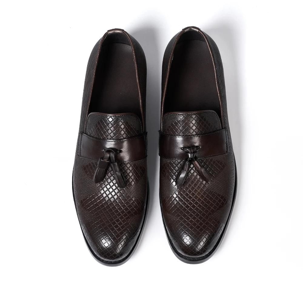 Fashion Men's Italian Style Tassel Loafers Genuine Leather Slip-On Casual Shoes Handmade Office Wedding Dress Shoes Daily Wear