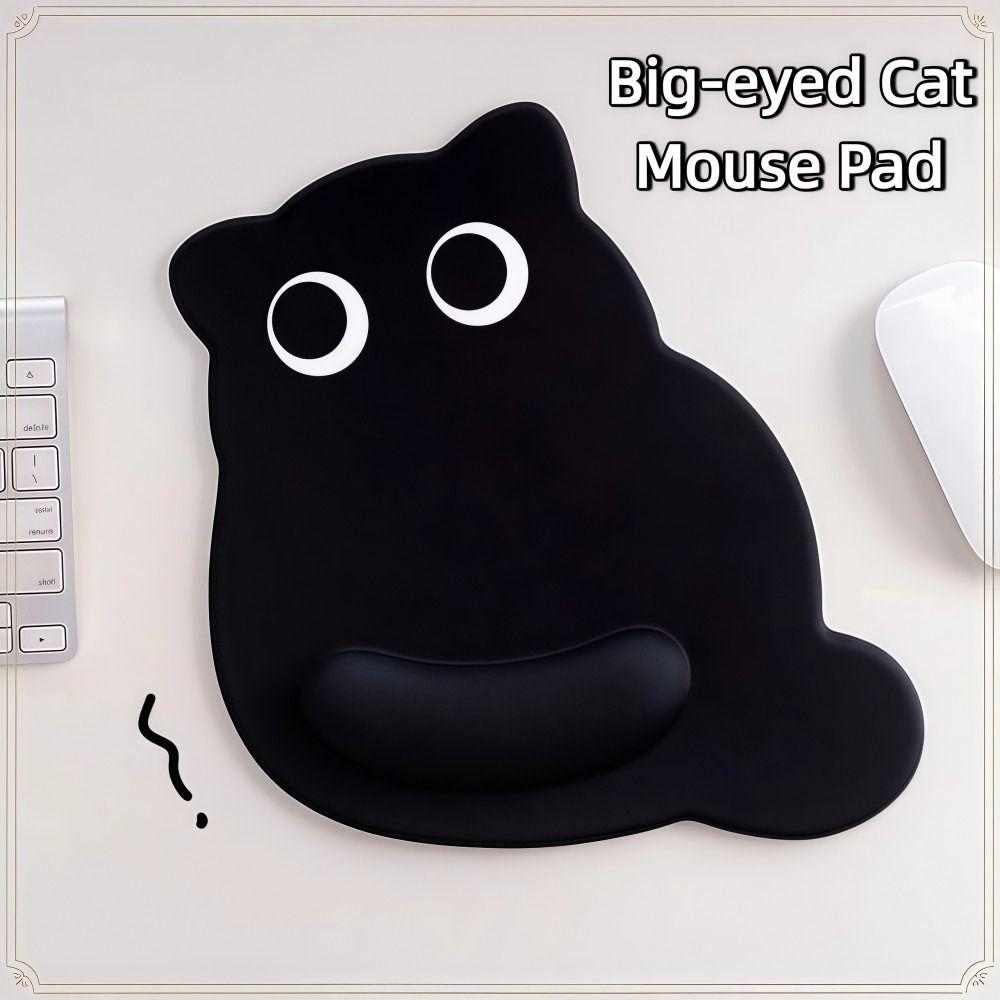 Big-eyed Cat Mouse Pad Soft Comfortable Wrist Rest Typing Pad Non-Slip Dirt-resistant Ergonomic Mouse Pad For Computer Office