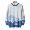 Men's High-End Pure Wool Patchwork Sweater - Winter Round Neck Cashmere Knit, New Style Base Layer