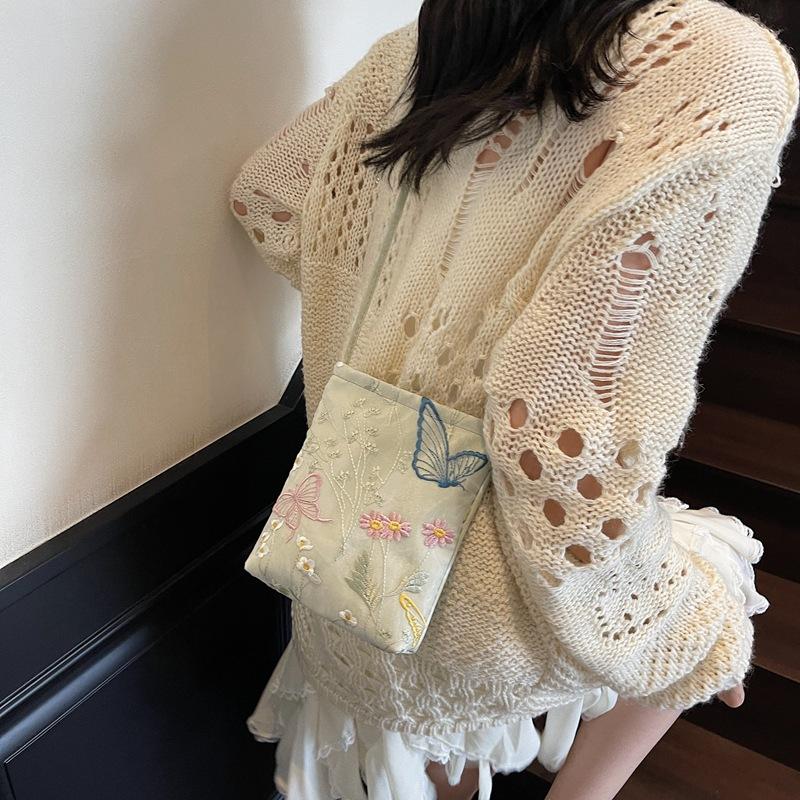 

Сумка большой вместимости женская новая текстурная вышивка для поездок на работу сумка для мобильного телефона через плечо зелёный