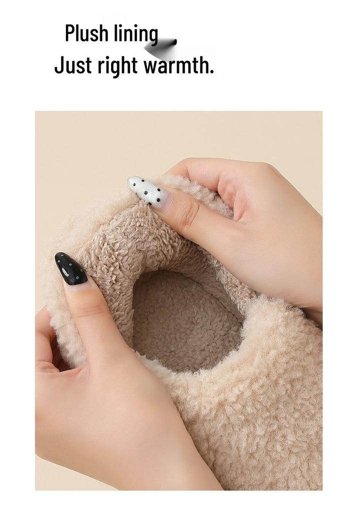 Women's Plush Cotton Non-Slip Indoor Slippers - Warm, Thick Fleece, Closed-Heel for Autumn & Winter, Men's Sizes Available.