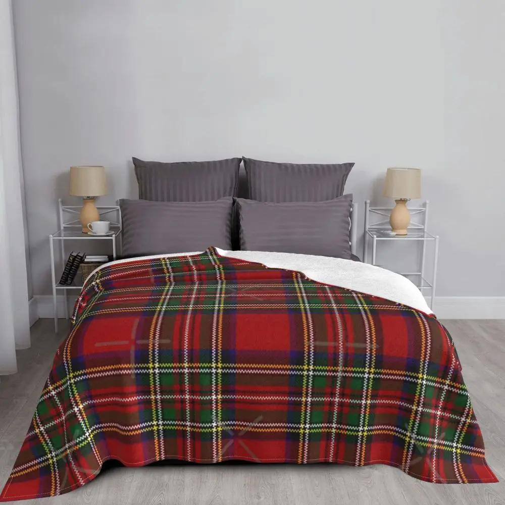 Coperte Plaid Tartan Rosso Clan Stewart Coperta in Flanella Ultra-Morbida Leggera Decorazione per la Casa Pile per Uomini Donne Bambini
