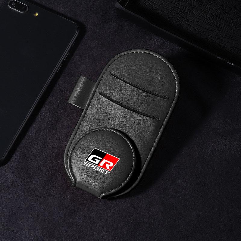 Leather Car Glasses Clip Sun Visor Multi-function Sunglasses Clip for TOYOTA TRD GR Chr Corolla Yaris Rav4 E150 E120 Land Cruiser