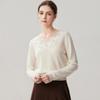 Autumn 2026 Women's V-Neck Cashmere Sweater, Versatile Loose Fit with Floral Design