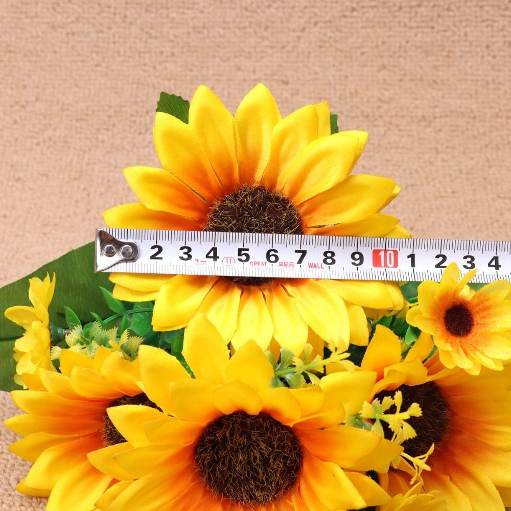 Yellow Yellow Sunflower 13 Heads Silk Artificial Sunflower Office Wedding Flower  Home Decoration
