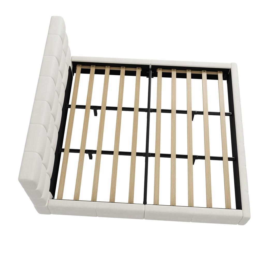 Letto a piattaforma imbottito 180X200, beige