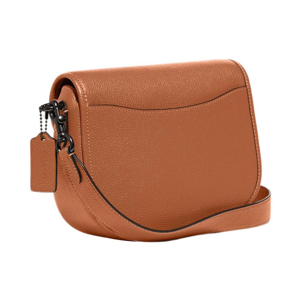 New COACH Willow Leather Saddle Bag, Shoulder Bag, Crossbody Bag Trumpets Women's Saffron Brown CA094-V5NP6