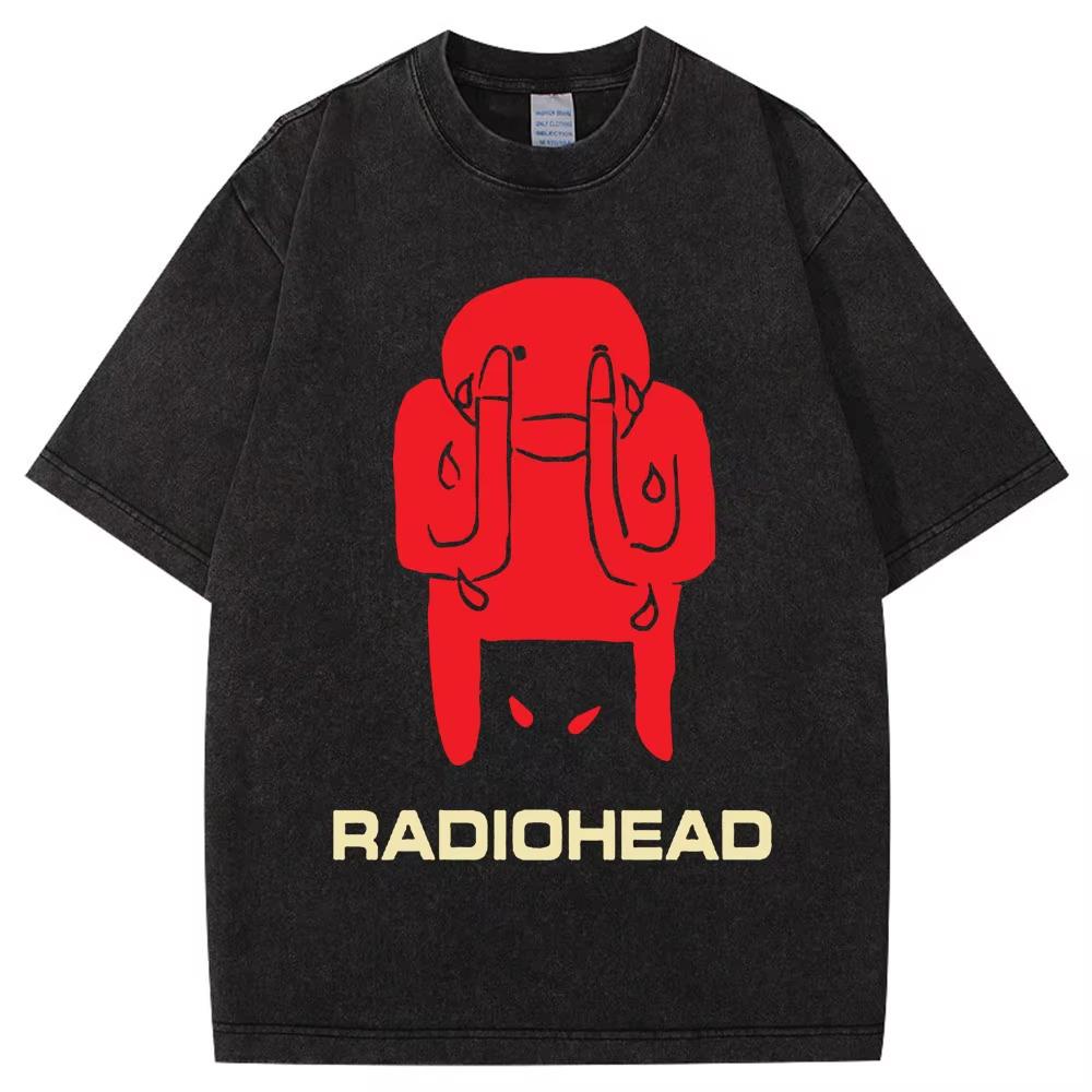 Wyprała Koszulka Retro Rock Band Radiohead The Bends Mężczyźni Kobiety Moda Hip Hop Gotycka Koszulka Oversize Bawełniana Codzienna Męskie Koszulki