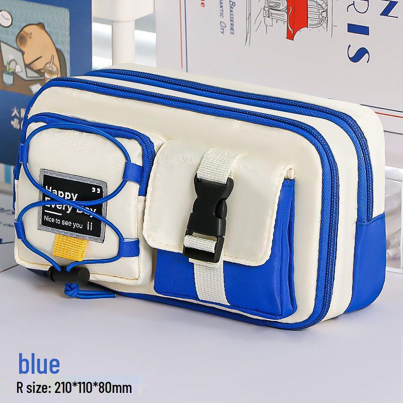 Hardcore Workwear Style Boys' Multifunctional Pencil Case - 2025 New Black Stationery Box for Junior High & High School
