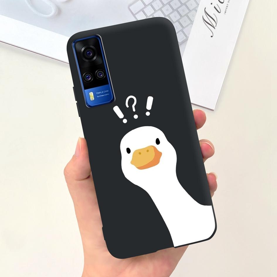 For Vivo Y31 2021 Case Cute Duck Cat Cartoon Coque Matte Soft Silicone Back Cover For Vivo Y51 Y51A Y53s Y 31 V2036 V2030 Fundas