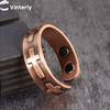Vinterly Pure Copper Magnetic Rings Cross Vintage 6.5mm Health Energy Finger Open Cuff Adjustable Jewelry High Magnet Resizable