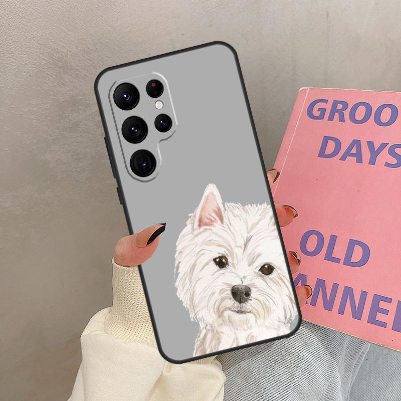 Cartoon Westie Dog Case For Samsung Galaxy S21 S22 S23 S24 S25 Ultra S9 S10 S25 Plus S20 FE S25 FE Cover Coque