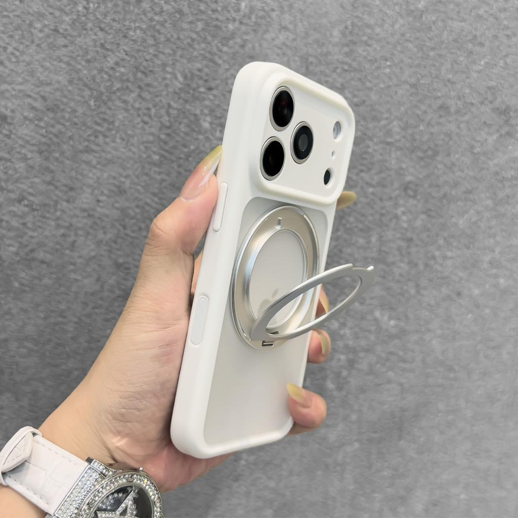 Candy Color 360° Rotating Bracket Magnetic Case for iPhone 17 16 Pro Max for Magsafe Lens Protection Translucent Matte Cover