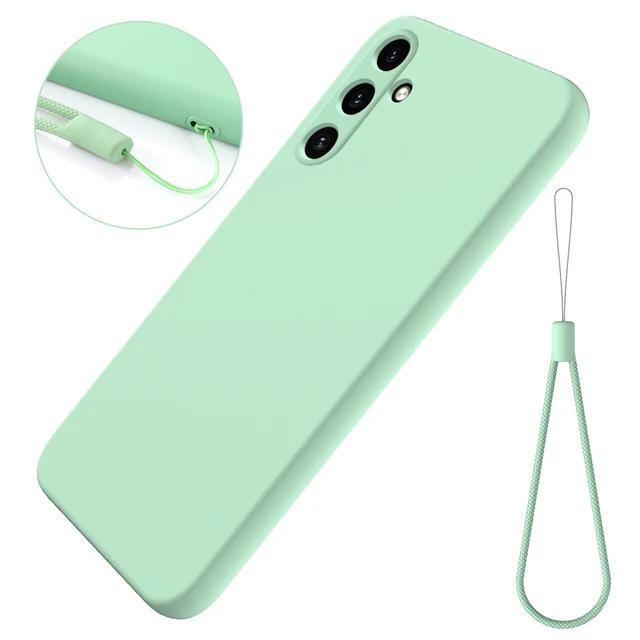For Samsung Galaxy A55 A54 A35 A34 A25 A24 A15 A14 Case Liquid Silicon Lanyard Cover Matte Soft Shell Anti-fall Non-Slip Fundas