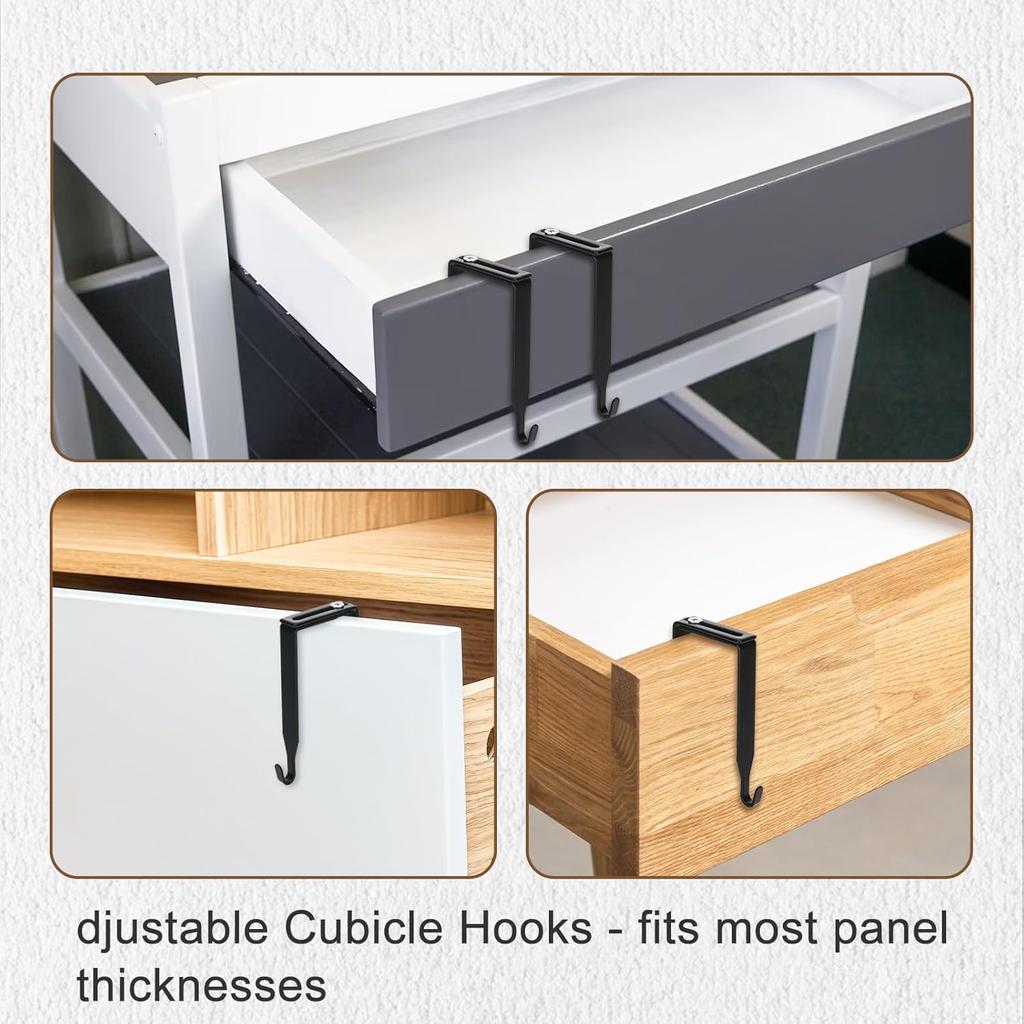 6Pcs Adjustable Cubicle Hooks, Over the Door Hooks, Office Cubicle Accessories, Metal Desk Hook for Bag, Over the Door Mirror Hooks, Cubicle Coat