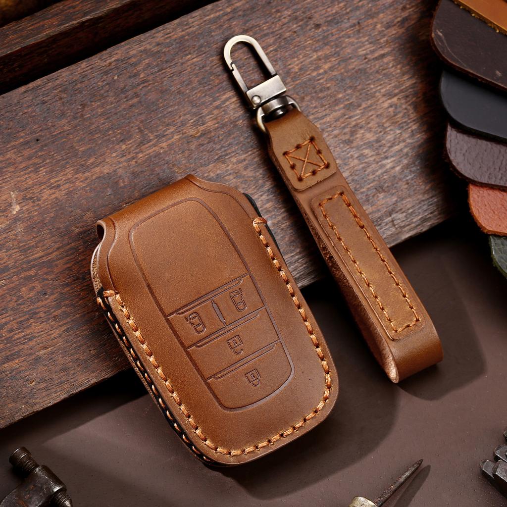 Car Key Case for Toyota BZ4X Key Case Corolla Vios Crazy Horse Leather Car Key Case Genuine Leather