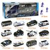 Carecoly Truck Police Vehicle Set - Diecast Car Set with Large Carrier - Alloy Toy Cars with Military Map - Blue