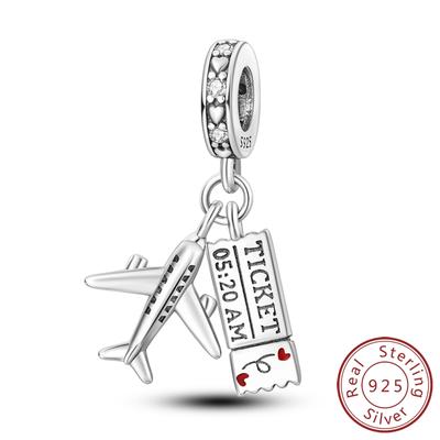 Charms Original Copper Airplane Air Ticket Travel Pendant Beads Fit Bracelet Women Jewelry Diy Fine Gift Accessory