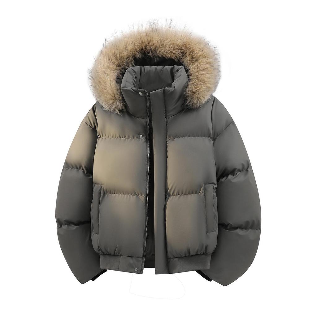 Herrjacka i PU-läder med Örn - Vinterparkas i Amerikansk Stil