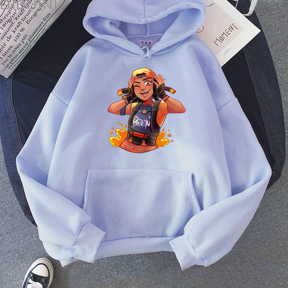 Cartoon Game Raze VALORANT Hoodies Men Streetwears Grunge Korean Hip Hop Autumn Winter Anime Loose Sweatshirts Women Boys Unisex
