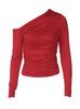 Hot-selling women's clothing in Europe and the United States, new summer products, fashion personality, oblique shoulder asymmetry, solid color, navel