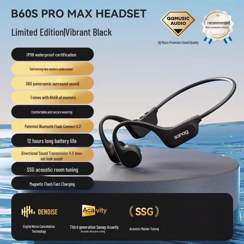 Sanag A30S Bone Conduction Waterproof Bluetooth Headphones for Sports