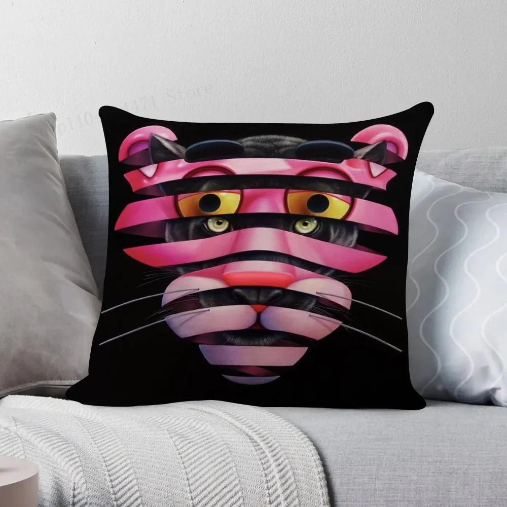 1Pc Pink Panther Pillow Case Square Pillow Bedroom Sofa Leisure Comfort Cushion Car Living Room Home Decoration