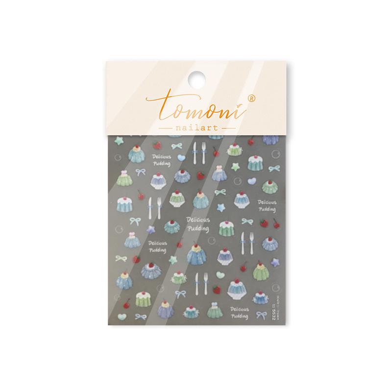 

Hot Selling Glitter Ice Translucent Jelly Blue Pudding Nail Art Stickers